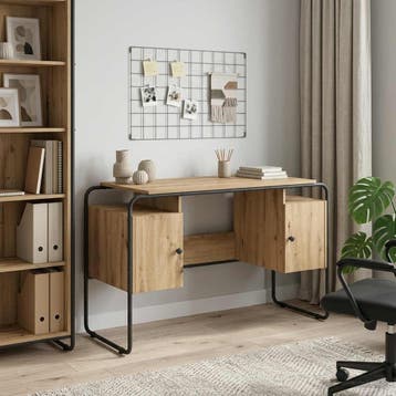 vidaXL Bureau met opbergruimte Artisanaal eiken 120 x 50.5 x, Verzenden, Nieuw