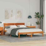 vidaXL Bedframe Wasbruin 140 x 200 cm Massief grenenhout, Huis en Inrichting, Verzenden, Nieuw, Bruin, Hout