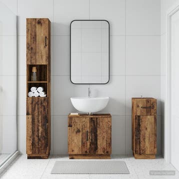 vidaXL 3-delige badkamerkast set HOORN Oud hout Bewerkt hout, Verzenden, Nieuw
