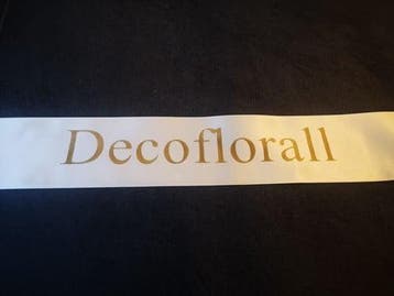 Bedrukt lint Creme met Mat Gouden opdruk 100 mm 80 cm, Ophalen of Verzenden, Nieuw
