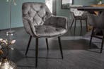 Design stoel MILANO groen fluweel met Chesterfield quilting, Huis en Inrichting, Stoelen, Ophalen of Verzenden, Nieuw