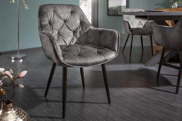 Design stoel MILANO groen fluweel met Chesterfield quilting, Huis en Inrichting, Stoelen, Ophalen of Verzenden