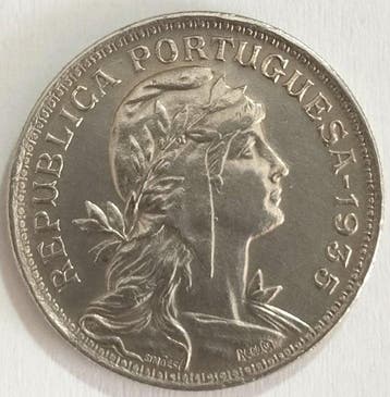 Portugal. Republic. 50 centavos -1935 - Rara - Alpaca