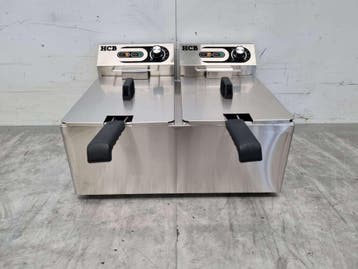 HCB RVS Dubbele Friteuse Frituur 2 x 10,5 liter 230V Horeca, Ophalen of Verzenden, Nieuw in verpakking