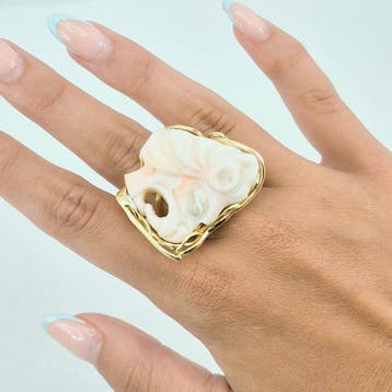 Koraal - Zilver, Verguld - Ring - Roze koraal