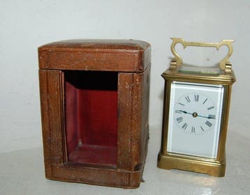 Rijtuigklok - carriage clock - Messing, Glas - 1850-1900, Antiek en Kunst