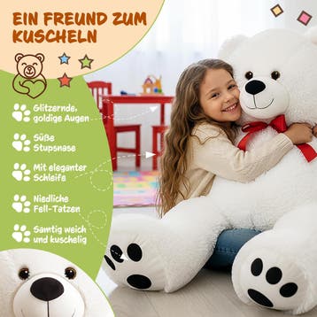 Knuffelbeer Wit Pluche 150cm XXL (Knuffels, Speelgoed), Kinderen en Baby's, Speelgoed | Knuffels en Pluche, Verzenden, Nieuw