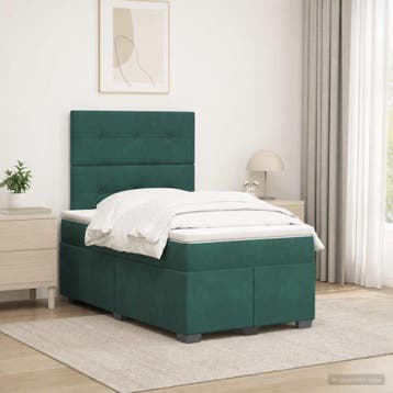 vidaXL Boxspringbed met matras Donkergroen 120 x 190 cm, Verzenden, Nieuw, Twijfelaar, Stof