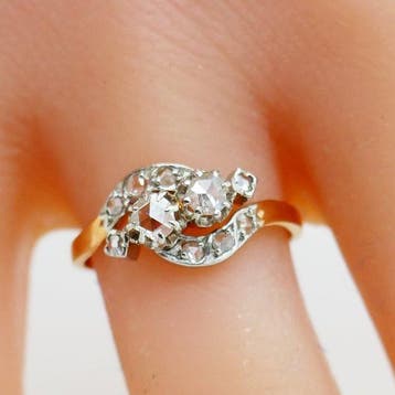 Zonder minimumprijs - Ring - 18 karaat Roségoud, Platina, Nieuw