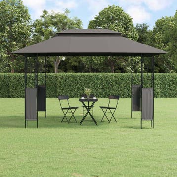 vidaXL Prieel met dak 400x300x270 cm staal antracietkleurig, Verzenden, Nieuw