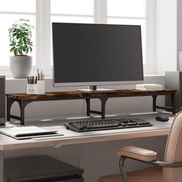 vidaXL Monitorstandaard 105x23x15,5 cm bewerkt hout gerookt, Verzenden, Nieuw