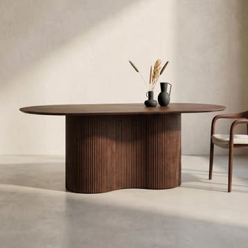 *WOONWINKEL* Eettafel Walnoot Met Ribbel Poot 200 Cm, Verzenden, Nieuw