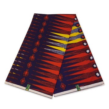 VLISCO stof Hollandais Afrikaanse Wax print - Blauw / Rode P, Ophalen of Verzenden, Nieuw