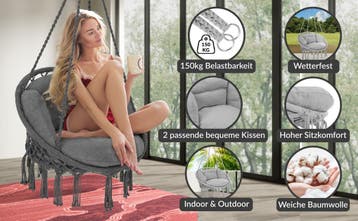 Hangstoel Antraciet 80x60x140cm (Stoelen, Tafels-Stoelen), Verzenden, Nieuw