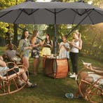 Dubbele Parasol Silia 460x270 cm met 3 windvakken - grijs, Verzenden, Nieuw
