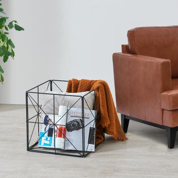 [en.casa] Krantenmand metaal 40x40x40 cm zwart, Verzenden, Nieuw