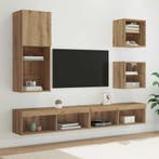 vidaXL TV Wand Eenheden met LED 5 pcs Artisan Eiken Bewerkt, Minder dan 50 cm, Verzenden, Nieuw, Minder dan 100 cm