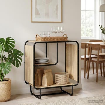 vidaXL Dressoir Sonoma Eiken 60 x 37.5 x 64.5 cm Bewerkt, Verzenden, Nieuw, Overige houtsoorten, Minder dan 50 cm