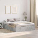 vidaXL Opbergbedframe met opslag Beton Grijs 150 x 200 cm, Verzenden, Nieuw, Grijs, Hout