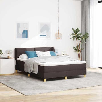 vidaXL Boxspringbed met hoofdeinde Donkerbruin 140 x 200 cm, Huis en Inrichting, Slaapkamer | Bedden, Verzenden, Nieuw, Bruin