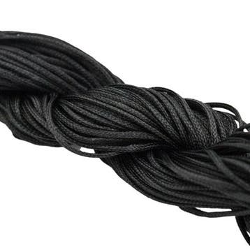 1 x Bundel gevlochten nylon koord 1 mm – zwart – ca. 24, Ophalen of Verzenden, Nieuw, Kraal