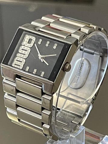 Retro Police dameshorloge met strass, Verzenden, Gebruikt