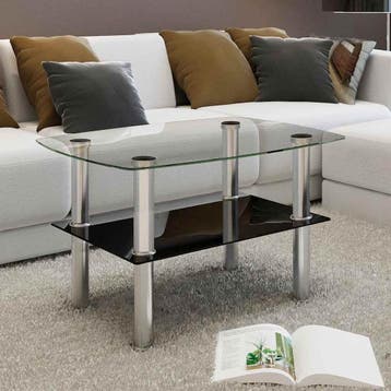 vidaXL Salontafel met 2 lagen glas, Huis en Inrichting, Verzenden, Nieuw, Glas, Minder dan 50 cm