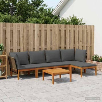 vidaXL 6 st Massief acaciahout & touw Naturel, Verzenden, Nieuw, 6 zitplaatsen