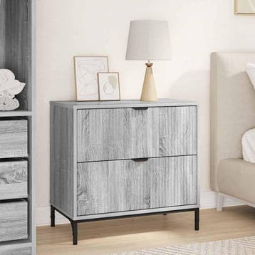 vidaXL Nachtkastje Grijs sonoma 63.5 x 36 x 61 cm Bewerkt, Minder dan 45 cm, Verzenden, Nieuw, 55 tot 70 cm