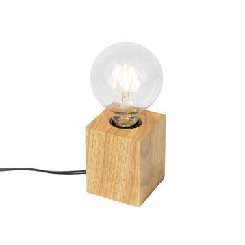 Landelijke tafellamp hout naturel - Bloc, Huis en Inrichting, Lampen | Tafellampen, Verzenden, Nieuw, Hout, Landelijk
