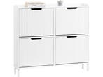 SoBuy FSR177-L-W - Schoenenkast - 4 Kleppen 8 Planken - Wit, Verzenden, Nieuw