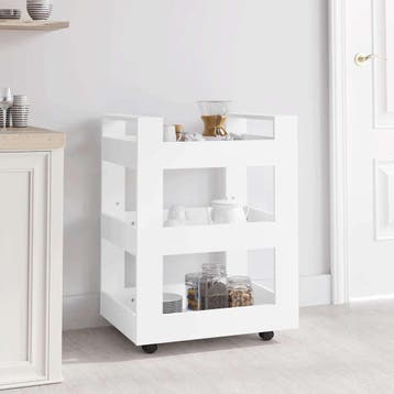 vidaXL Keukentrolley 60x45x80 cm bewerkt hout wit, Huis en Inrichting, Verzenden, Nieuw