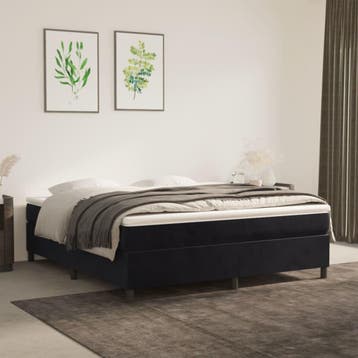 vidaXL Boxspring bed 160x200 cm fluweel zwart, Verzenden, Zwart, 200 cm, Stof