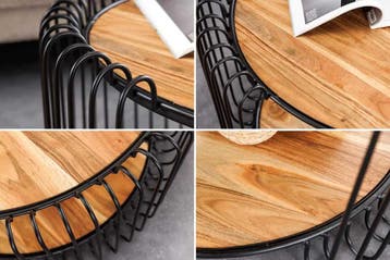 Industriële salontafel TRUE ELEMENTS 70 cm massief hout van, Ophalen of Verzenden, Nieuw