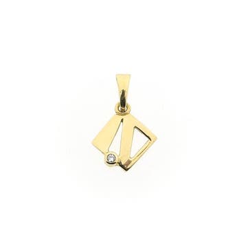 Gouden hanger met zirconia (Hanger of bedel), Ophalen of Verzenden, Gebruikt, Goud, Overige merken