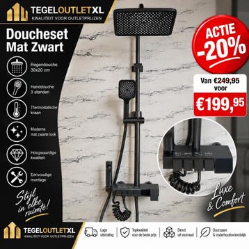 Luxe Mat Zwarte Regendoucheset | €199,95, Nieuw