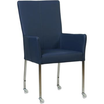 Leren eetkamerstoel Deal met armleuning - Toledo Kobalt, Blauw, Nieuw, Leer, Ophalen of Verzenden
