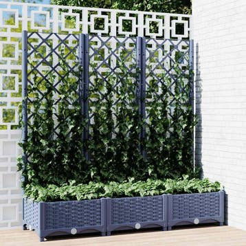 vidaXL Plantenbak met latwerk 120x40x121,5 cm polypropeen, Verzenden, Nieuw, Kunststof, 100 cm of meer