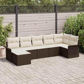 vidaXL Tuin Sofa Set 7 st Bruin poly rattan, Verzenden, Nieuw, 7 zitplaatsen