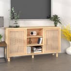 vidaXL Dressoir 105x30x60 cm massief grenenhout en rattan, 100 tot 150 cm, Verzenden, Nieuw, Grenenhout