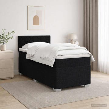 vidaXL Boxspring Bed met Matras en LED Zwart 90 x 190 cm, Verzenden, Nieuw, Eenpersoons, Zwart