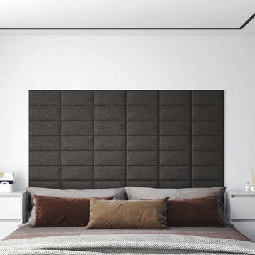 vidaXL Wandhoofdbord 12 st 30 x 15 cm Donkergrijs Stof, Doe-het-zelf en Verbouw, Platen en Panelen, Verzenden, Nieuw