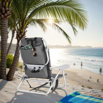 Aluminium strandstoel Coral, opvouwbaar met rugzakfunctie, Verzenden, Nieuw