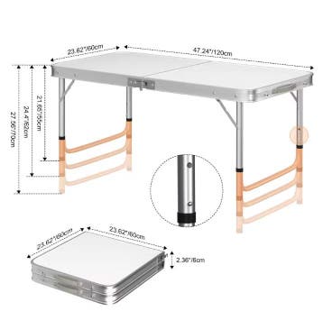 Opvouwbare Campingtafel 120 cm – Verstelbare Hoogte, Verzenden, Nieuw