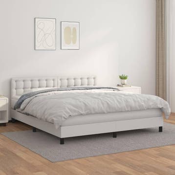 vidaXL Boxspring met matras kunstleer wit 160x200 cm, Huis en Inrichting, Slaapkamer | Bedden, Overige materialen, Verzenden, Wit