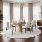 Gestoffeerde stoel Tessa - Geweven stof gebroken wit/zwart,, Huis en Inrichting, Stoelen, Verzenden, Nieuw