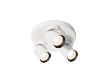 Veiling - 4x Rond GU10 Opbouwspot Armatuur triple zand wit e, Nieuw