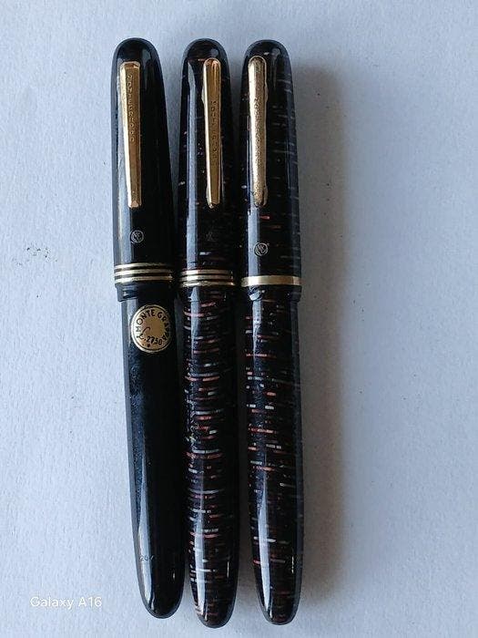 Lotto 3 penne stilografiche Montegrappa extra nera con, Verzamelen, Pennenverzamelingen