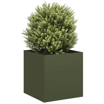 vidaXL Plantenbak 40x40x40 cm koudgewalst staal olijfgroen, Tuin en Terras, Bloembakken en Plantenbakken, Verzenden, Nieuw, Metaal