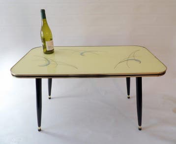 Bijzettafel - Eglomise-glas, hout, messing